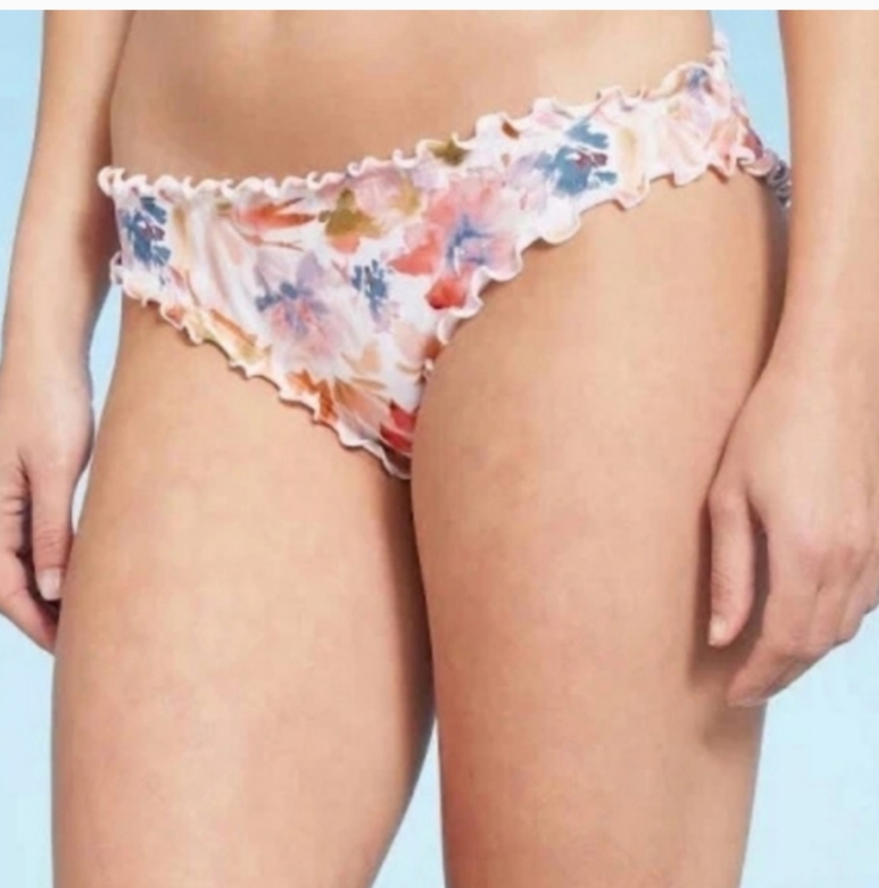 Floral Cream Orange Bikini Bottoms